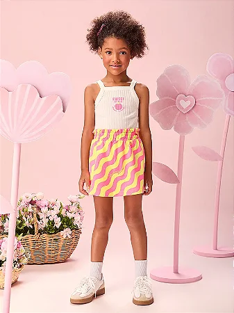 Conjunto Infantil Menina Neon Waves com Estampa Puff | Momi