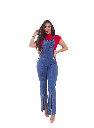Jardineira Calça Jeans Longa Luxo Moda Blogueira Linda 0083