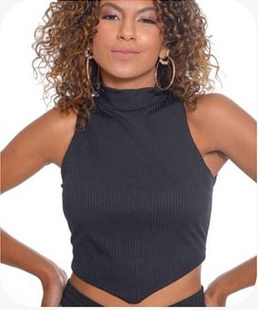 Blusa Regata Canelada Gola Alta Ref 610