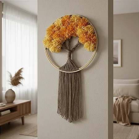 Árvore da Vida em Relevo 27cm Macramê