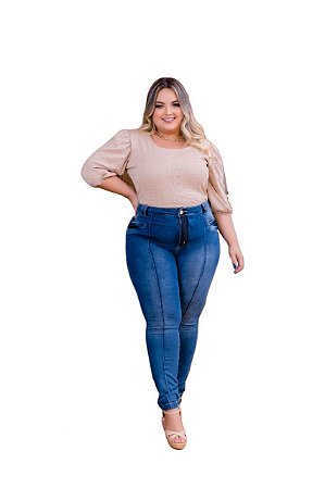 Calça Jeans C/lycra Plus Size Skinny Detalhe Frontal Ref 148