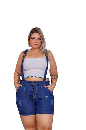short jeans plus size com lycra