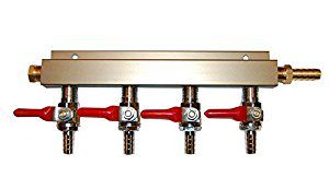 Distribuidor de linha de CO2 em Latão - 4 Saídas 1/4"