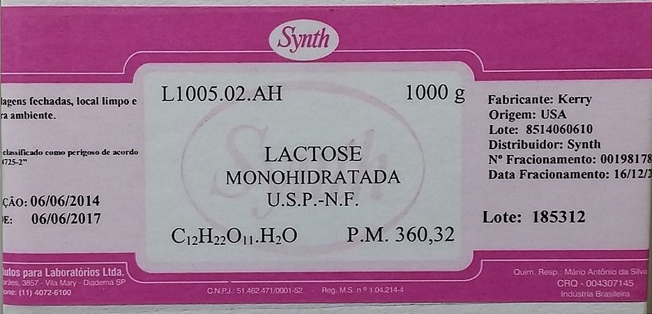 Lactose Monohidratada 500g