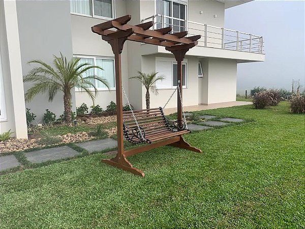 Banco Balanço de Madeira com pergolado | Havaí Pérgola