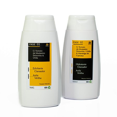 KIT CLAREADOR AXILA / VIRILHA / PESCOÇO - Extrato de Mulateiro / Dolomita / Ureia - Clareia Suavisa e Remove Células Mortas (Kit c/ 02 Itens) - CÓD: 1555