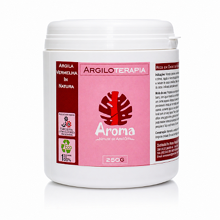 ARGILA VERMELHA EM PÓ PURA IN NATURA - Rico em Cobre / Redutor de Medidas / Efeito Tensor / Ação Anti-idade / Estimula a Produção de Colágeno - 250G - CÓD: 3696