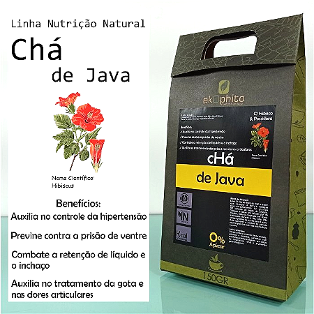 CHÁ JAVA IN NATURA - No Controle da Hipertensão / Prisão de Ventre / Tratamento da Gota / Sem Açúcar / Sem Glúten / Desidratado - 150G - CÓD: 1023