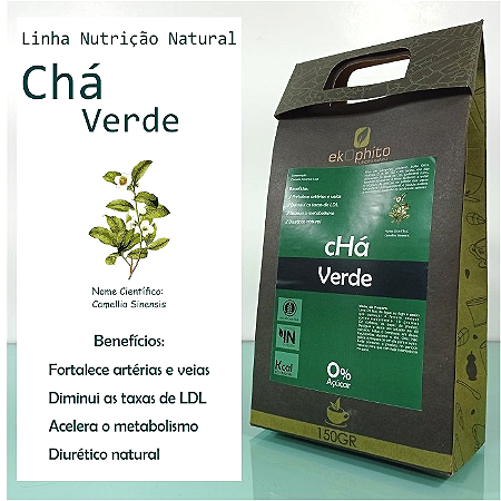 CHÁ VERDE NACIONAL IN NATURA - Diurético Natural / Acelerador do Metabolismo / Sem Açúcar / Sem Glúten / Desidratado / Safra Premium - 150G - CÓD: 0713