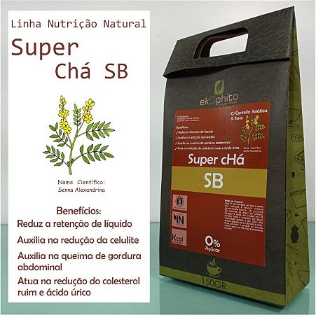 SUPER CHÁ SB IN NATURA - Redução na Retenção de Líquidos / Redução da Celulite / Queima de Gordura / Sem Açúcar - 150G - Cód: 1020