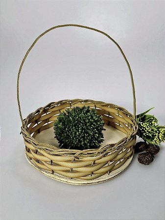 CESTA ARTESANAL CIPÓ-TITICA REDONDA C/ ALÇA - Plantio Sustentável / Palha In Natura - (Diâmetro 15cm) - Tam M - CÓD:0978