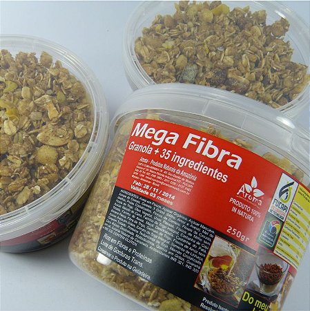 MEGA FIBRA - Granola / Semente de Linhaça / Gergelim / Uva Passas / Quinua / Guaraná em pó + 30 ingredientes - 250g - Cód: 1005