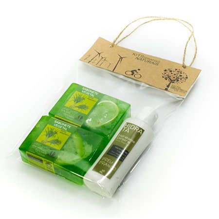 KIT P/ PRESENTE SACOLA KRAFT - 02 Sabonetes Safra Amazônica 100g / 01 Hidratante Corporal Óleo Vegetal de Castanha 60ml / 01 Sacola Artesanal Kraft - UND - CÓD: 2989