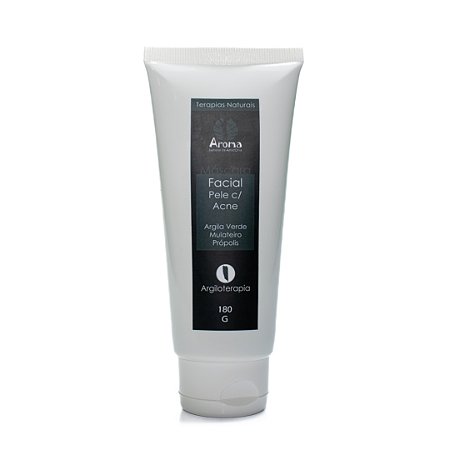 MÁSCARA FACIAL DE ARGILA VERDE PELE OLEOSA E C/ ACNE CRAVOS E ESPINHAS - C/ Extrato de Mulateiro / Própolis / Dolomita -180G - Cód: 0739