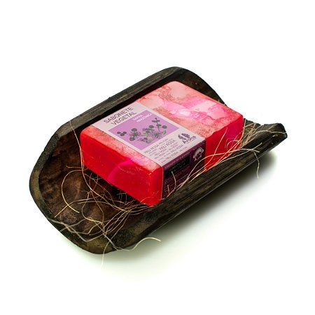 KIT P/ PRESENTE SABONETEIRA BAMBU G - 01 Sabonete Safra Amazônica 100G/ 01 Saboneteira Artesanal de Bambu M - UND - CÓD: 2637