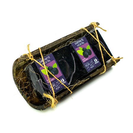 KIT P/ PRESENTE SABONETEIRA BAMBU DUPLO G - 02 Sabonetes Safra Amazônica 100G / 01 Saboneteira Artesanal de Bambu - UND - CÓD: 2613