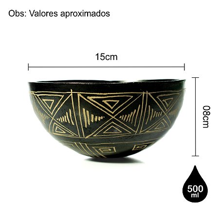 CUIA (TACACÁ) REGIONAL ARTESANAL TRIBOS - GRAFISMO INDÍGENA DECORADA A MÃO - Tam G (15X08cm) - CÓD: 2161