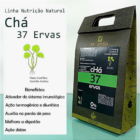 CHÁ 37 ERVAS IN NATURA - Acelerador do Metabolismo / Ativador do Sistema Imunológico / Sem Açúcar / Sem Glúten / Desidratado - 150G - CÓD: 1937