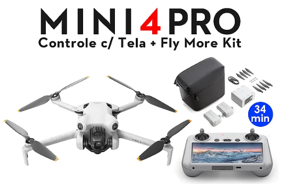 Drone DJI Mini 4 Pro Fly More Combo DJI RC 2 (Com tela) - DJI043
