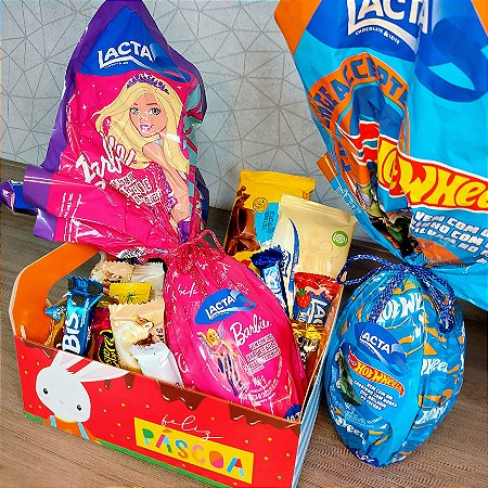 CESTA - PÁSCOA CARINHOSA MENINO (OVO LACTA HOT WHEELS 170G)