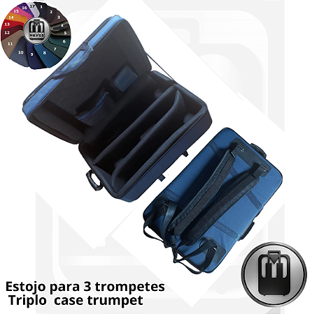 MEN08S- Estojo para 3 trompetes - (trompete +flugel + picollo)
