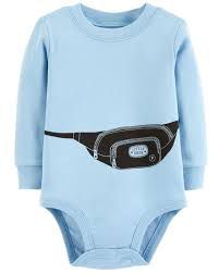 Body azul manga longa com desenho de pochete; Carters. 118I647