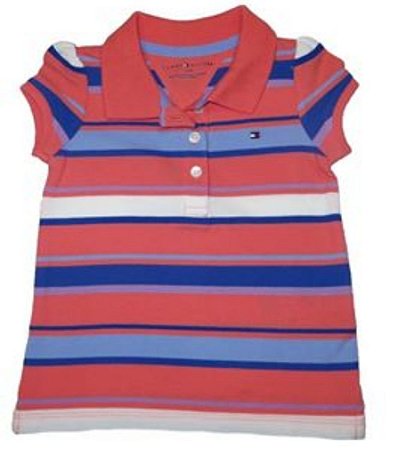 Camisa polo listrada salmão