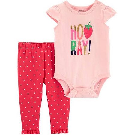 Conjunto com body rosa e calça vermelha. Carters. 16514210