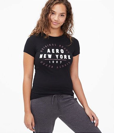 Camiseta preta Aero New York. Aeropostale