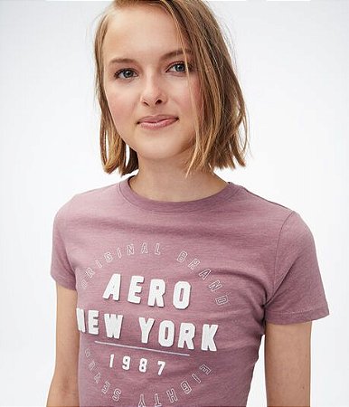 Camiseta roxa com Aero New York. - Baby Imports MS - Roupas e Acessórios