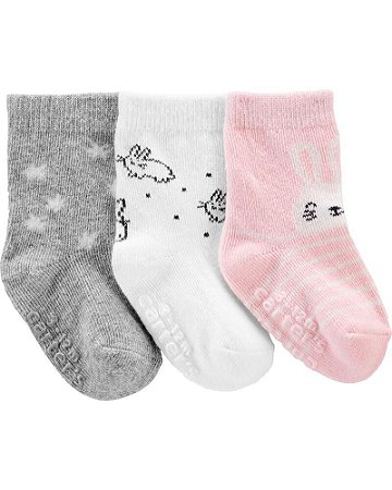 Kit com 3 pares de meias de coelhinhos