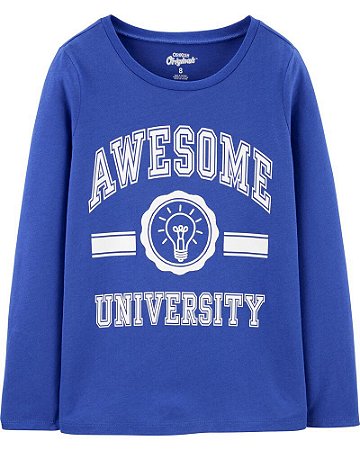 Camiseta azul manga longa