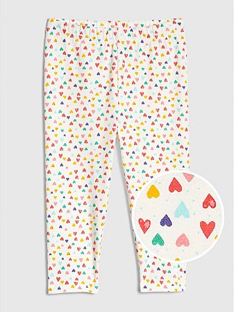 Calça leggings cropped com corações