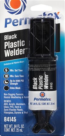 Cola epoxi Permatex Black Plastic Welder 25 ML #84145 - Solda plástico, Alumínio e fibra de vidro
