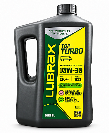 Óleo de Motor Lubrax Top Turbo 10W30 API CK-4 228.31 ACEA E11 4 Litros - Exclusivo Motores Diesel
