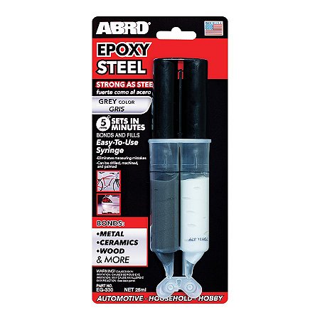 ABRO EPOXY STEEL EG-330 25 ml - Epoxi em Seringa solda Aço e Metal TITANIUM