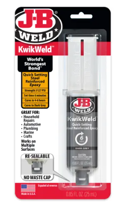 J-B WELD KwikWeld  Steel Reinforced EPOXY 50176 Titanium 25ml - Solda Fria de Aço Super Resistente