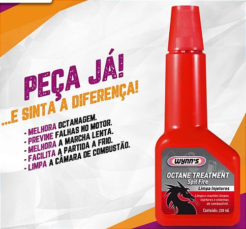 Aditivo para aumentar a octanagem da Gasolina - Wynn's Octane Treatment Spit Fire 220 ml