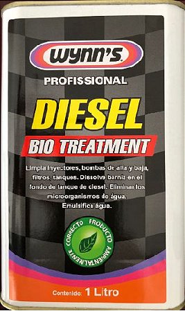 Limpa Injetores bomba de alta e baixa, filtros e dissolve o verniz do fundo do tanque - Mata fungos e bactérias - Wynn’s Diesel Bio Treatment 1 Lt