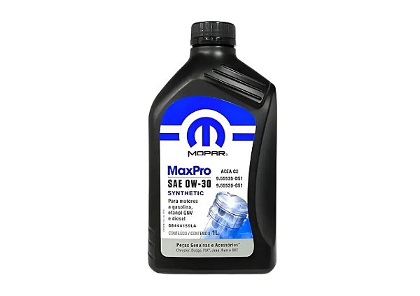 Óleo para Motor Mopar MaxPro 0W30 1L Gasolina, Etanol, GNV e Diesel ACEA C2