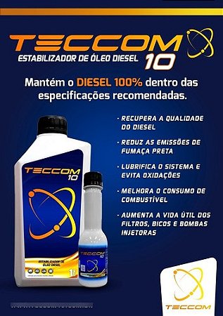 ESTABILIZADOR de Óleo Diesel TECCOM 10 1lt - Otimizador e Bactericida ...