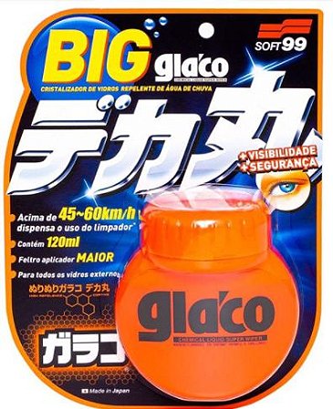 Cristalizador de Vidros glaco BIG 120 ml - Repelente de água para Para-brisas