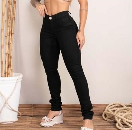 Calça jeans skinny com lycra, tamanho 40.