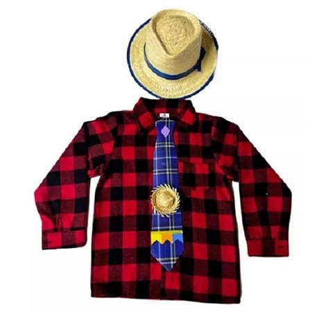 Kit infantil (chapéu, camisa, gravata e remendo) tamanho 04.
