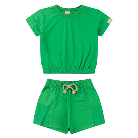 Conjunto Blusa e Short Infantil Feminino Smiling Flower