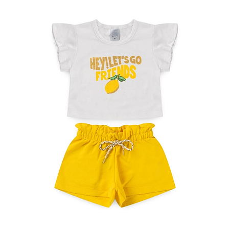 Conjunto Blusa e Short Infantil Feminino Let´s Go Friends