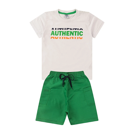Conjunto Camiseta e Bermuda Infantil Masculino Autêntico