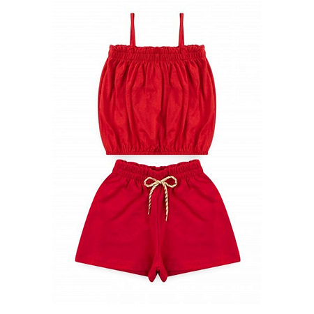 Conjunto Regata e Short Feminino Infantil Cropped Elástico
