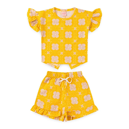 Conjunto Blusa e Short Infantil Feminino Yellowish