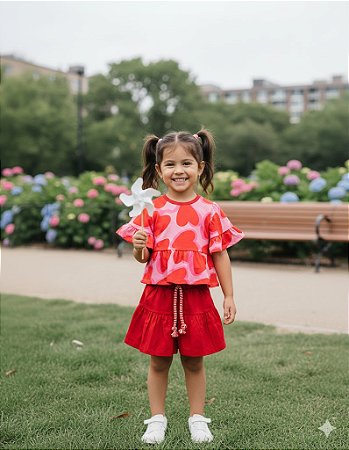 Roupa Menina Infantil Casual Camiseta e Short